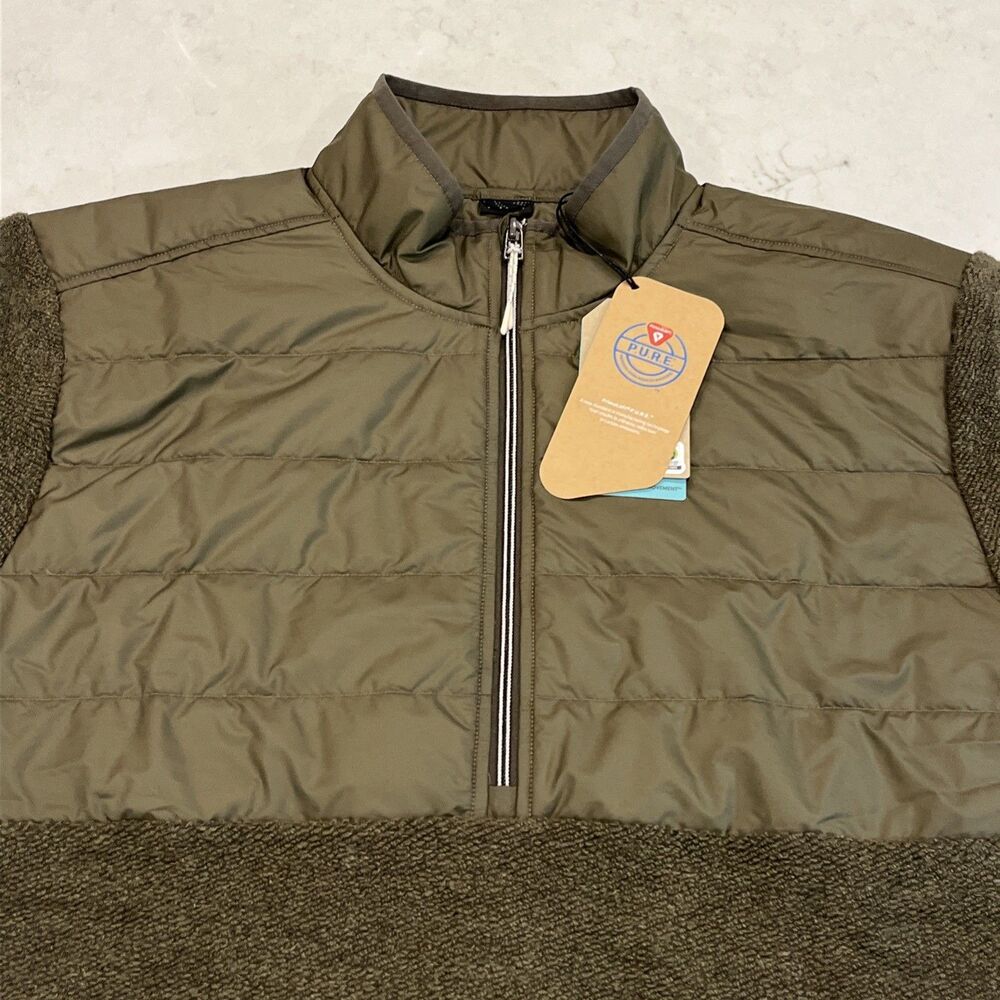 prAna NEW Mens XL Fleece 1/2 Zip Quilted Pullover Jacket Wool Blend Slate Green - Picture 3 of 15